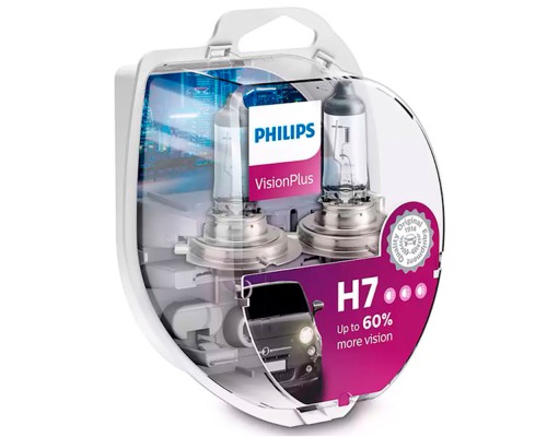 Лампа галогенная H7 55W 12V PHILIPS VisionPlus к-кт 2шт.