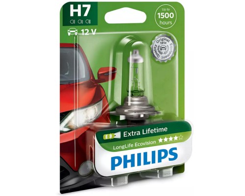 Лампа галогенная H7 55W 12V PHILIPS LongLife EcoVision